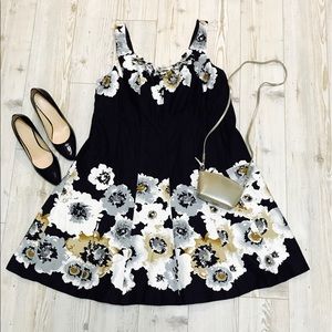 Dressbarn Black Dress with Floral Details Sz 16